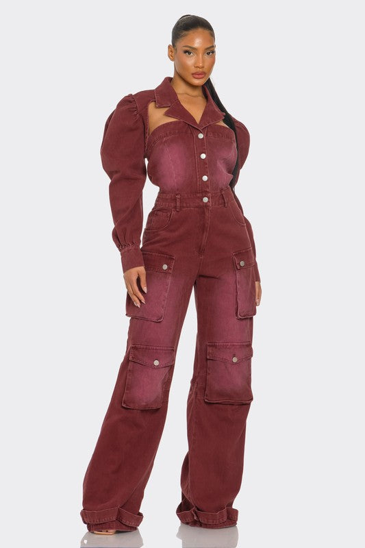 Utility Burgundy Jumpsuit