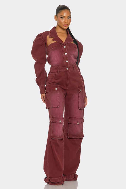 Utility Burgundy Jumpsuit