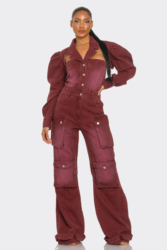 Utility Burgundy Jumpsuit