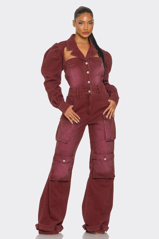 Utility Burgundy Jumpsuit