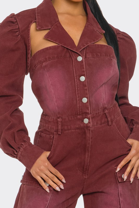 Utility Burgundy Jumpsuit