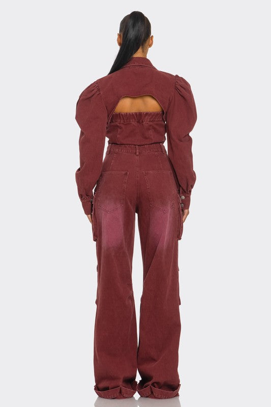 Utility Burgundy Jumpsuit