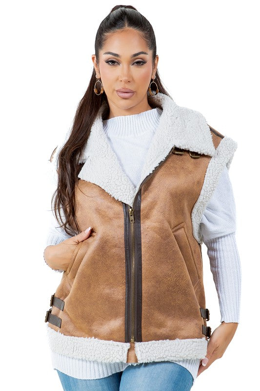 Faux shearling vest