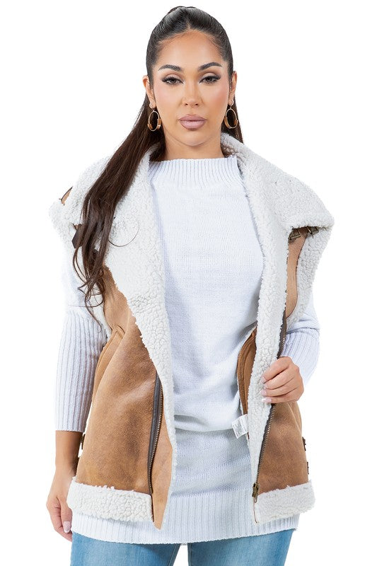 Faux shearling vest