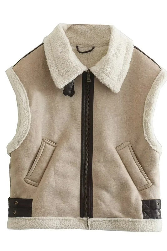 Faux shearling vest