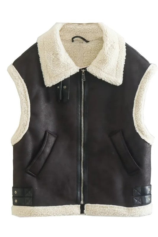 Faux shearling vest