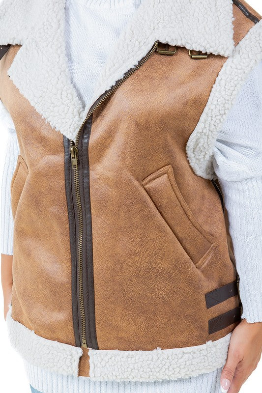 Faux shearling vest