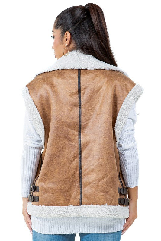 Faux shearling vest