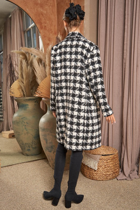 Textured Knit Tweed Double Button Coat